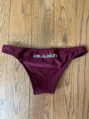 Kauai bikini maroon shimmery mid coverage bikini bottoms